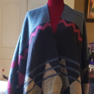 Kellie More Fringe Hem Poncho NWOT OS